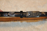 Brighton Slender Belt Silver Tone Slide Buckle / Tip in Black Croc Embossed Leather