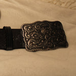 Fossil VTG Western Leather Belt with Silver Belt Buckle