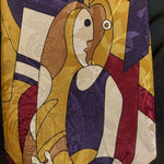 VTG Picasso inspired handmade Neckwear by Enigma cream mustard burgundy eggplant