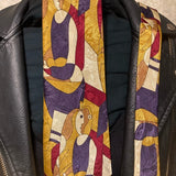 VTG Picasso inspired handmade Neckwear by Enigma cream mustard burgundy eggplant