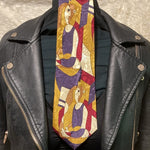 VTG Picasso inspired handmade Neckwear by Enigma cream mustard burgundy eggplant