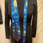 “Starry Night” Silk Tie VTG Ralph Marlin 1992