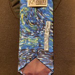 “Starry Night” Silk Tie VTG Ralph Marlin 1992