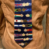 Save the Children Collection silk NECKTIE “Reaching for Love” Navy with flags