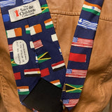 Save the Children Collection silk NECKTIE “Reaching for Love” Navy with flags