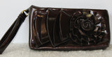 Big Buddha Bronze Patent Leather Wristlet Clutch