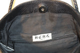 BCBG Paris Black Leather Tote Handbag