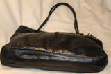 BCBG Paris Black Leather Tote Handbag