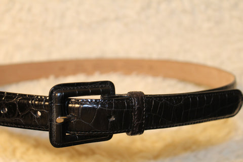Talbots Italian Black Leather Croc Embossed, Belt