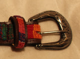 Southwestern Style Leather and Textile Weave Fabric Belt-Vintage