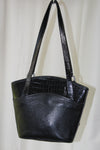 Brighton Black Croc Embossed Leather Tote with Charms