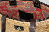 Brighton Brown Croc Leather and Raffia Tote with Charms