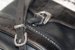 Brighton VTG Black Croc Embossed Leather Satchel with Top Handle