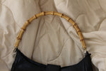 Capaccioli Made in Italy VTG Bamboo Handle on Black Leather Hobo