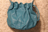 Turquoise Leather Cinch Top Pouch