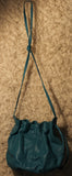 Turquoise Leather Cinch Top Pouch