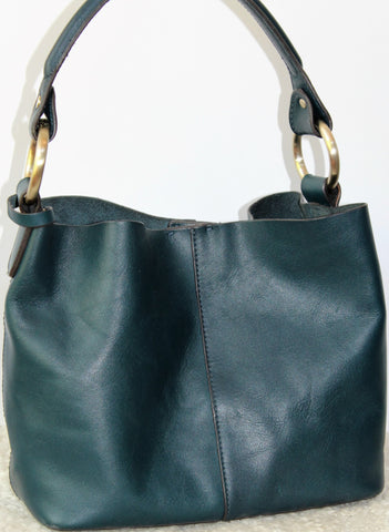Sequoia Paris VTG Teal Leather Tote with Attached Purse