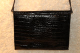 Envelope Style Black Patent Leather Croc Embossed Crossbody or Clutch