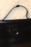 VTG Envelope Style Black Glazed Leather Clutch with Top Handle