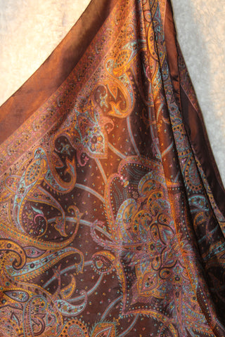 Paisley Square Scarf in Browns, Yellows and Robins Egg Blue