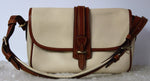 Dooney & Bourke Ivory and Tan Leather Large Equestrian Shoulder Bag