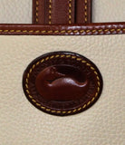 Dooney & Bourke Ivory and Tan Leather Large Equestrian Shoulder Bag