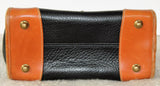 Dooney & Bourke Rare Navy and Tan Leather Carpet Bag Satchel