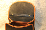 Dooney & Bourke Rare Navy and Tan Leather Carpet Bag Satchel