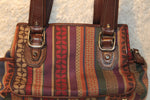 Fossil Logo Canvas and Brown Leather Tote