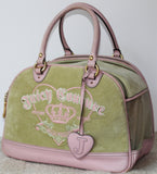 y2k Juicy Couture Mint Green Velvet and Pink Leather Doggie Carrier
