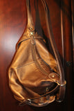 Jones of New York Gold Leather Convertible Backpack to Shoulder Bag