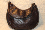 Maurizio Taiuti Made in Italy VTG Croc Embossed Brown Hobo