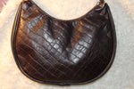 Maurizio Taiuti Made in Italy VTG Croc Embossed Brown Hobo