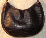 Maurizio Taiuti Made in Italy VTG Croc Embossed Brown Hobo