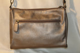 Nicole Miller Silver Bronze Leather Crossbody VEGAN