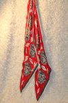 Oscar de la Renta Vintage Pointy Silk Scarf in Vibrant Red, Black, White