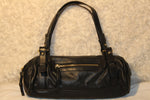 Lauren by Ralph Lauren Black Leather Baquette Satchel