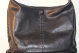 Elliott Lucca Black Leather Hobo with Stitching Detail
