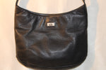 Black Pebbled Leather Hobo with Sak Metal Nameplate-Vintage