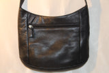 Black Pebbled Leather Hobo with Sak Metal Nameplate-Vintage