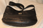 Black Pebbled Leather Hobo with Sak Metal Nameplate-Vintage