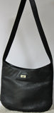 Black Pebbled Leather Hobo with Sak Metal Nameplate-Vintage