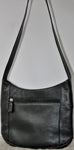 Black Pebbled Leather Hobo with Sak Metal Nameplate-Vintage