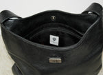 Black Pebbled Leather Hobo with Sak Metal Nameplate-Vintage