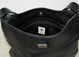 Black Pebbled Leather Hobo with Sak Metal Nameplate-Vintage