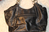 Solina Black Leather Hobo with geometric design