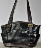 Black and Brown Smooth Leather Tote