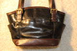 Black and Brown Smooth Leather Tote