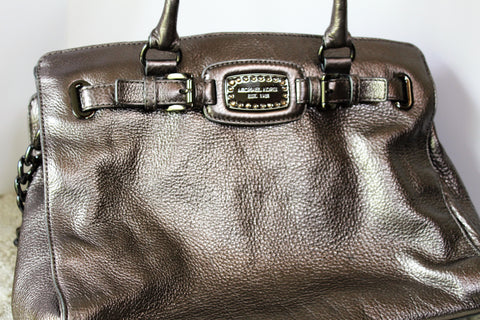 Michael Kors E/W Tote in Gunmetal and Smoked Silver